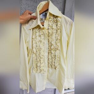 Men's 1960s Ruffled Tuxedo Streetwear, Size 14-14.5 S 2 Button-Up Shirt